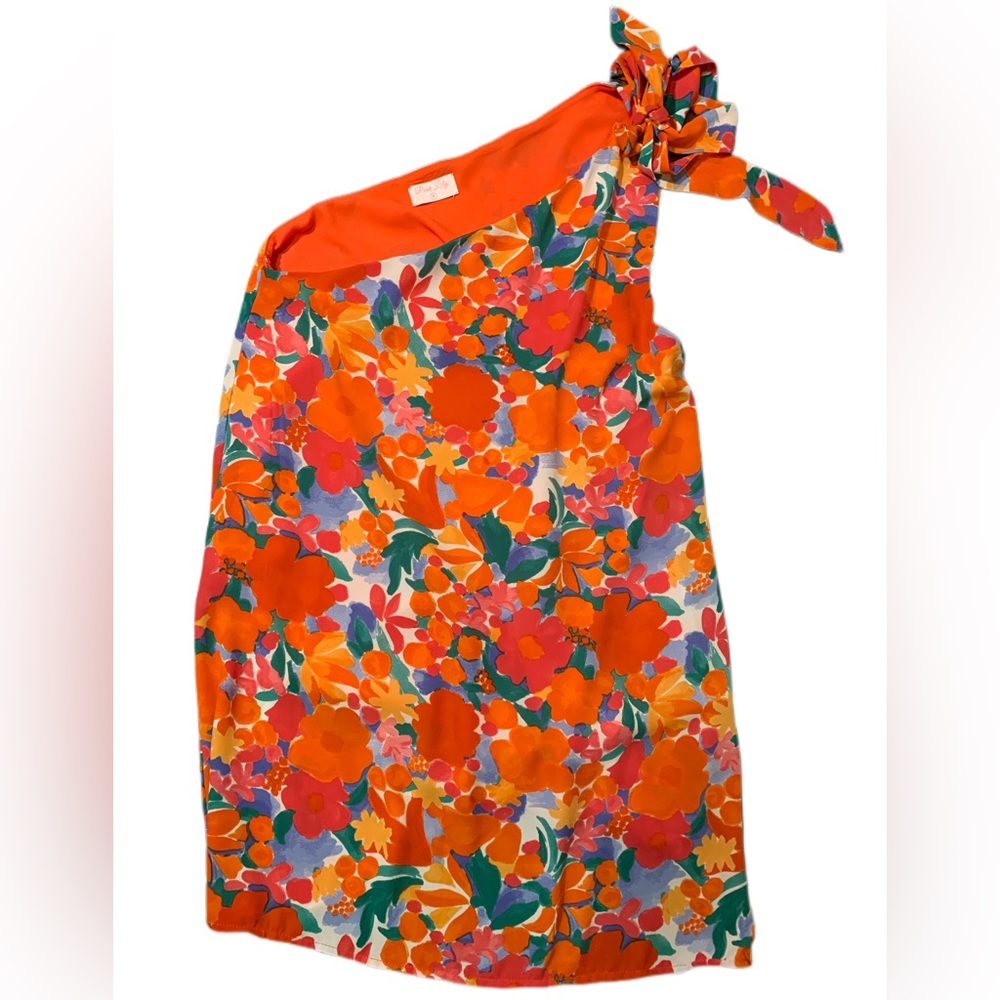WATERCOLOR THRIVING ALL NIGHT ONE SHOULDER DRESS | Pink Lily Small